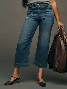 Maeve The Colette Cropped Wide Leg Jeans 26 | Anthropologie Soft Blue High Rise